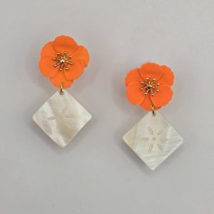 Coral Bloom Shell Drop Earrings