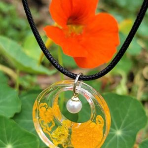 Handmade Resin Necklace with Dry Flower
