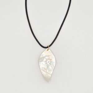Handmade Shell Necklace with craving leaf