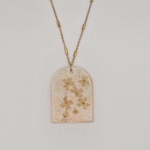 Handmade Resin Necklace with Dry Flowers