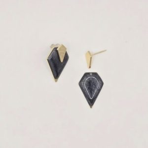 Handmade Geometric Black & Gold Drop Earrings