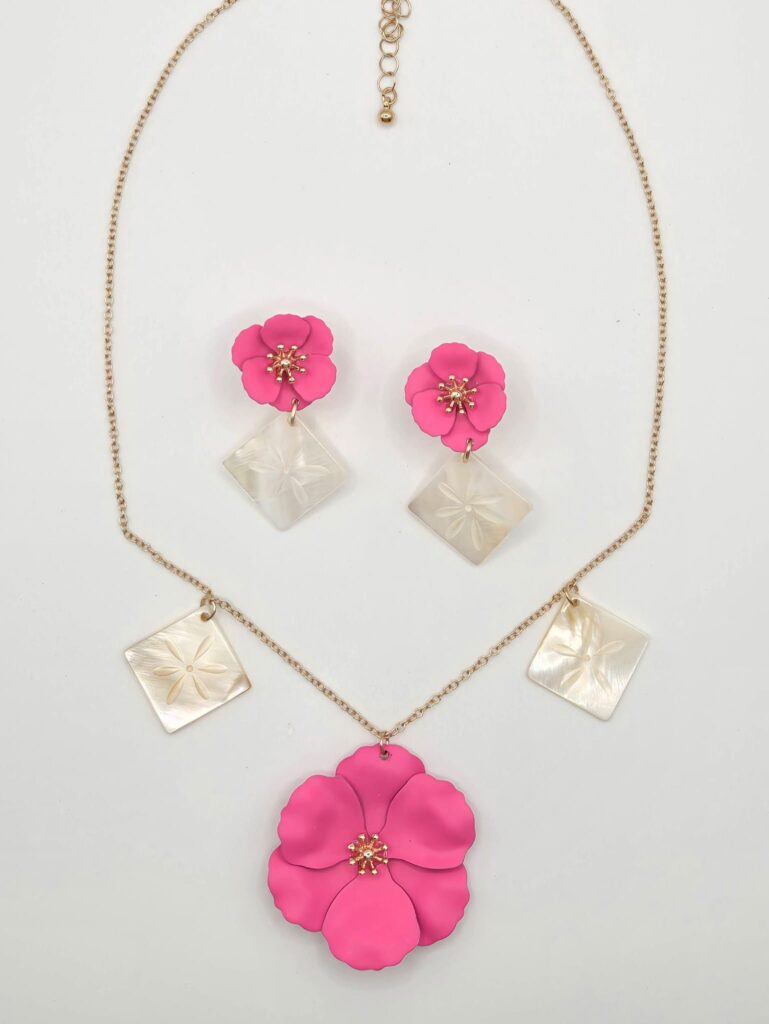 handmade necklace with earrings