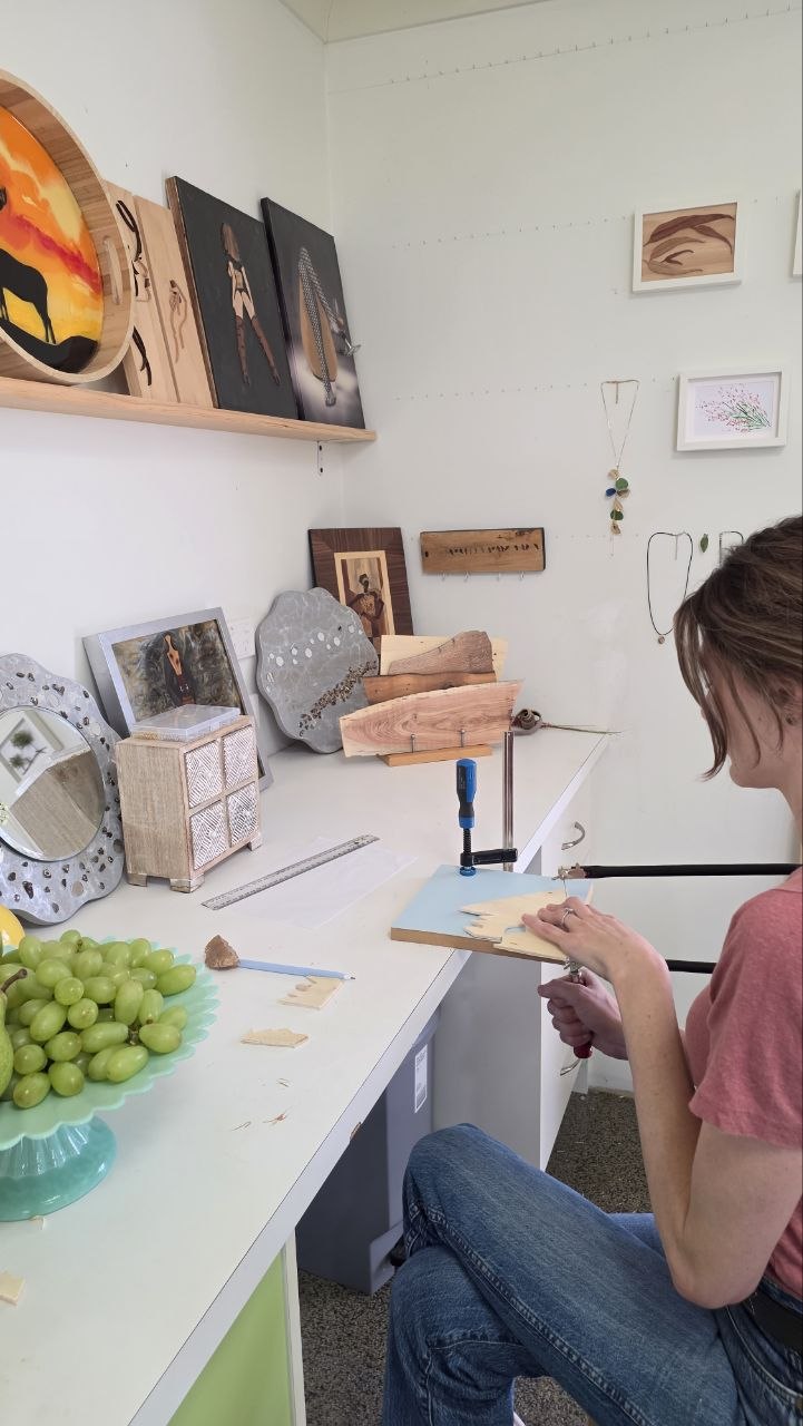 Handmade pieces displayed in the studio